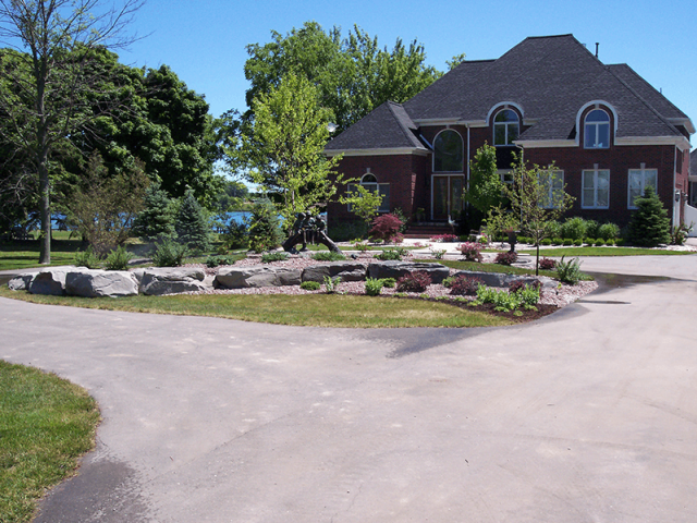 Rocks in front yard